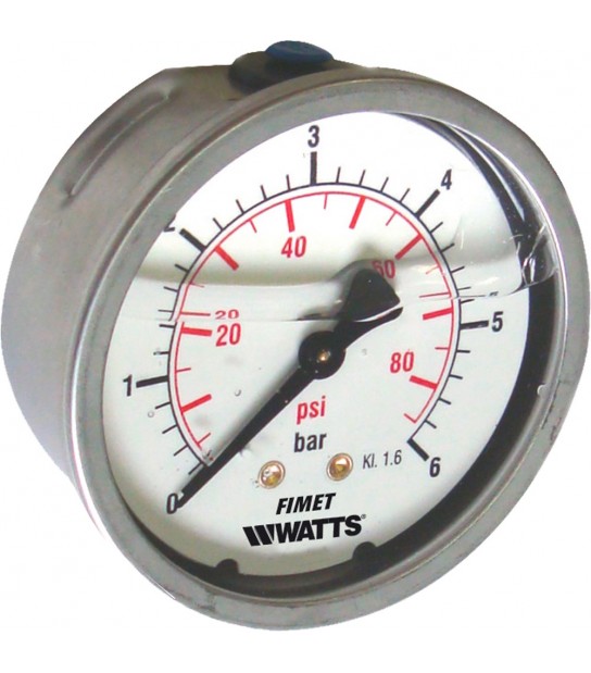 Manometro D. 63 A Bagno Di Glicerina Posteriore 0 - 6 Bar/Psi G 1/4