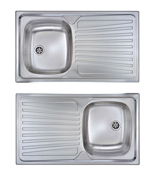 Lavello Inox Ad Incasso 1 Vasca Con Gocciolatoio Mondial 86X50 Cm - Sx