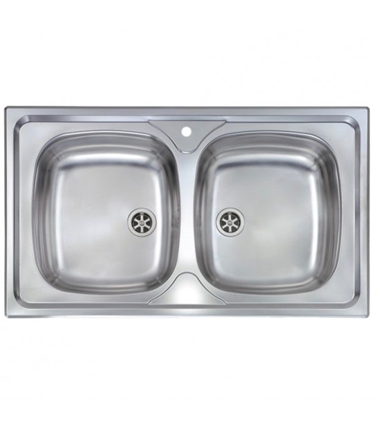 Lavello Inox Ad Incasso 2 Vasche Mondial 86X50 Cm