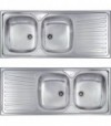 Lavello Inox Ad Incasso 2 Vasche Con Gocciolatoio Mondial 116X50 Cm - Sx