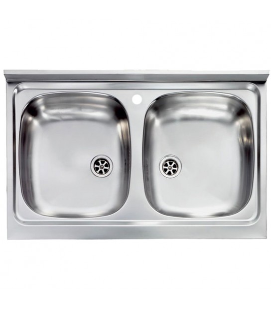 Lavello Inox Ad Appoggio 2 Vasche Mondial 80X50 Cm