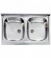 Lavello Inox Ad Appoggio 2 Vasche Mondial 80X50 Cm
