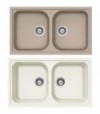 Lavello Sintetico 2 Vasche Incasso Lithos Bianco Alpina 07 - 86X50 Cm