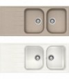 Lavello Sintetico 2 Vasche Con Gocciolatoio Incasso Lithos Avena 58 - 116X50 Cm