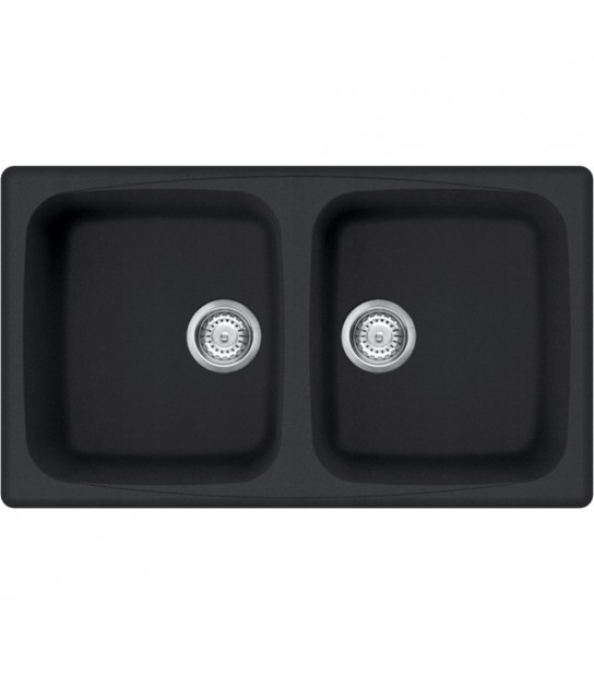 Lavello Sintetico 2 Vasche Incasso Colorado Nero 86X50 Cm