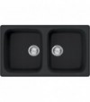 Lavello Sintetico 2 Vasche Incasso Colorado Nero 86X50 Cm