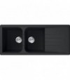 Lavello Sintetico 2 Vasche Con Gocciolatoio Incasso Colorado Nero 116X50 Cm