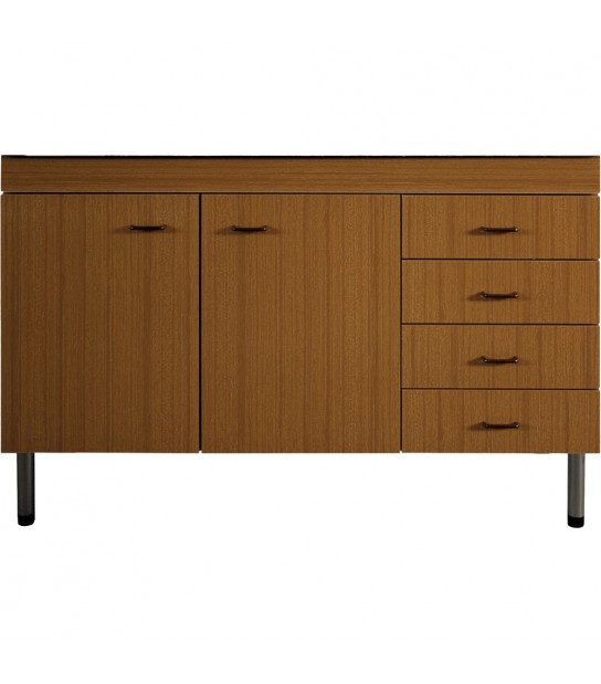 Mobile Sottolavello Teak Con 4 Cassetti Per Lavello Inox 120X50 Cm - Sx