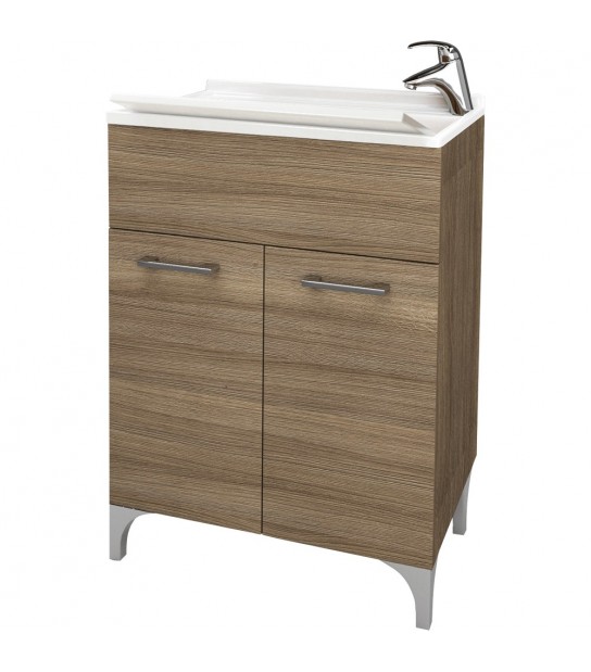 Mobile Lavatoio A 2 Ante Rovere Fumo L.60 X P.50 X H.83 Cm