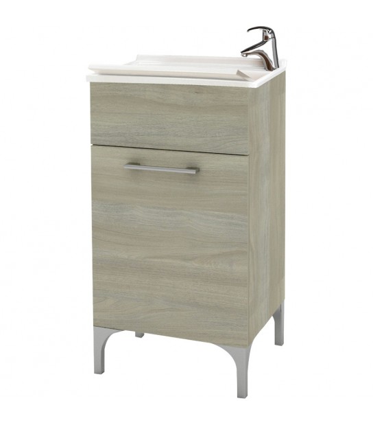 Mobile Lavatoio Ad 1 Anta Rovere Grigio L.45 X P.50 X H.83 Cm
