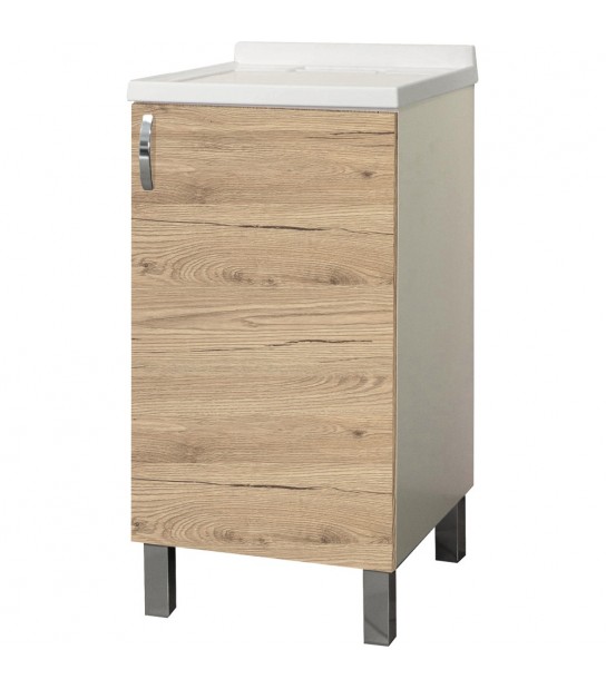 Mobile Lavatoio Koala 1 Anta Bianco/Quercia Naturale L.45 X P.50 X H.86 Cm
