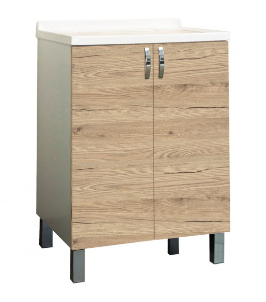 Mobile Lavatoio Koala 2 Ante Bianco/Quercia Naturale L.60 X P.50 X H.86 Cm
