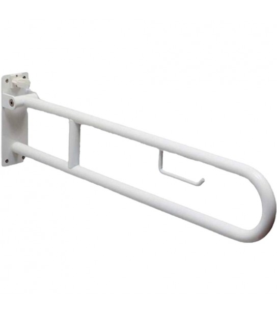 Barra Di Sostegno Ribaltabile Con Porta Cartaigienica Bianca 85 Cm