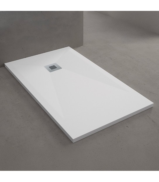 Piatto Doccia Rettangolare In Mineral Marmo Acqua Line Bianco 80X140 Cm - H.3