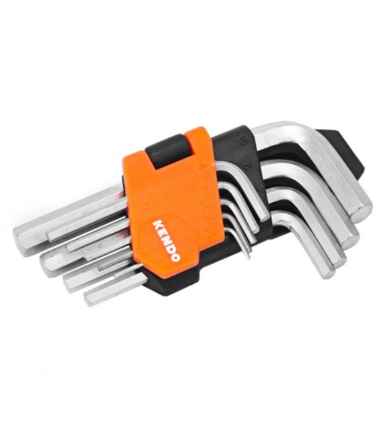 Set Chiavi Maschio Esagonali Kendo 9 Pezzi 1,5-2-2,5-3-4-5-6-8-10 Mm