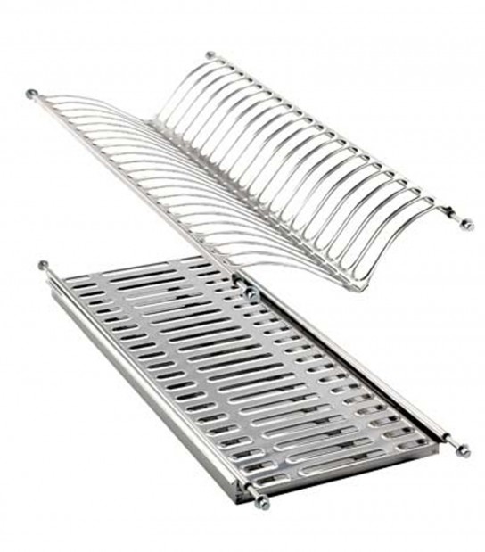 Scolapiatti Scolabicchieri Acciaio Inox Con Vaschetta L.Cm 80