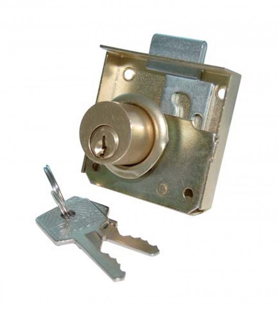 Serratura A Cilindro X Mobili Da Applicare Acciaio D.Ottonato C.Ottone Mm 20X20 E.Mm 30