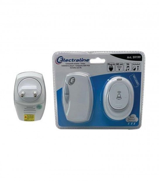 Campanello + Pulsante Esterno Electraline Ricevitore Volt 220 Pulsante 1Xa23 Inclusa