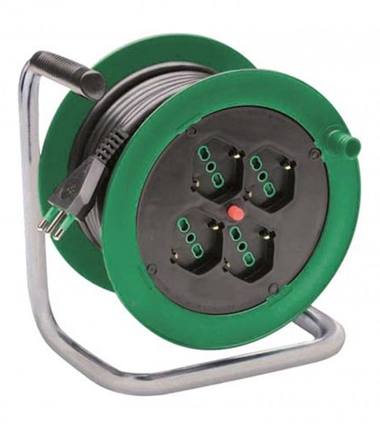 Avvolgicavo Ondino Fme 2P+T 16A Bipasso Schuko X4 N°Xmmq 3X1,5 Mt 15