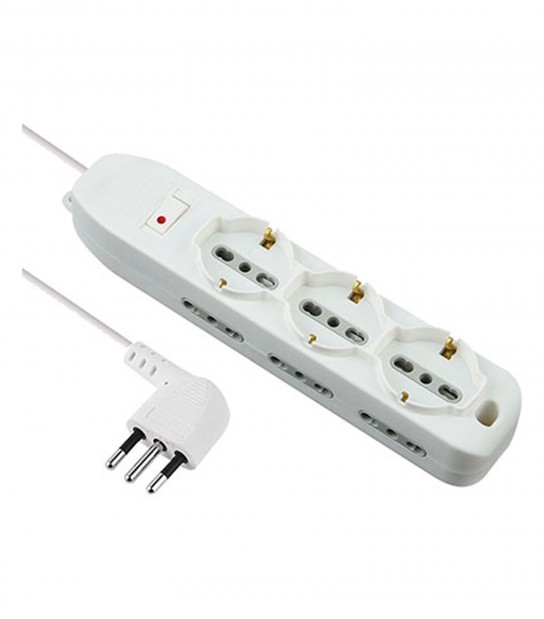 Multipresa Bipasso + Schuko + Termico Electraline Bianco Posti 9 2P+T 10A N°Xmmq 3X0,75 Mt 2