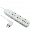 Multipresa Bipasso + Schuko + Termico Electraline Bianco Posti 9 2P+T 10A N°Xmmq 3X0,75 Mt 2