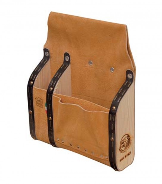 Borsa Carpentiere 3 Tasche + Divisori Legno Lusso Crosta Bovina Cm 20X30X6,5