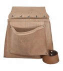 Borsa Carpentiere 2 Tasche + Porta Martello Crosta Bovina Cm 29X27
