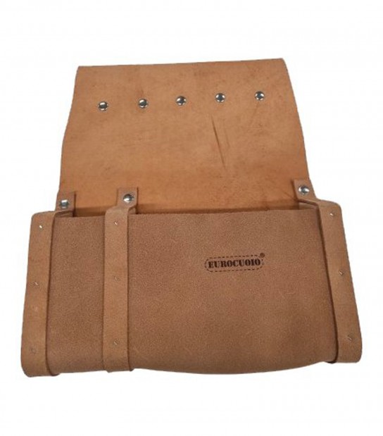 Borsa Carpentiere 2 Tasche + Divisori Legno Crosta Bovina Cm 28X35X7