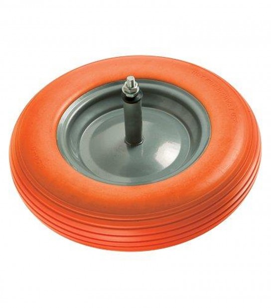 Ruota Pu Antiforo per Carriola Hand 3,50X8" Disco Metallo Asse Mm 12X260