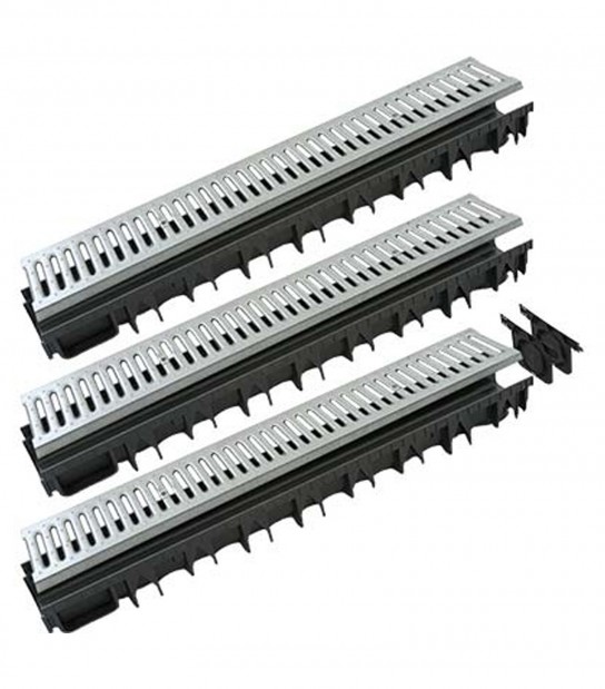 Canaletta + Griglia Kit Plastica Acciaio Cm 13X100 H.Cm 5