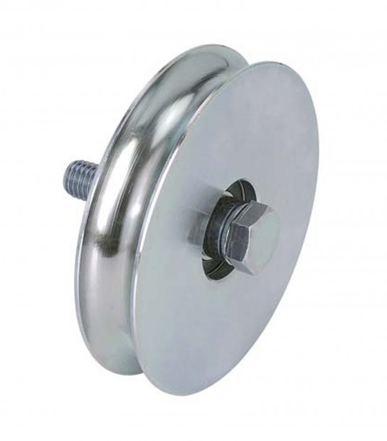 Ruota Cancello A Fissare Gola Tonda 400 Combi Zincata + Cuscinetto Gola Mm 16 Mm 100