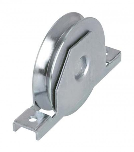 Ruota Cancello A Saldare Gola V 427 Combi Zincata Supporto Interno + Cuscinetto Mm 80