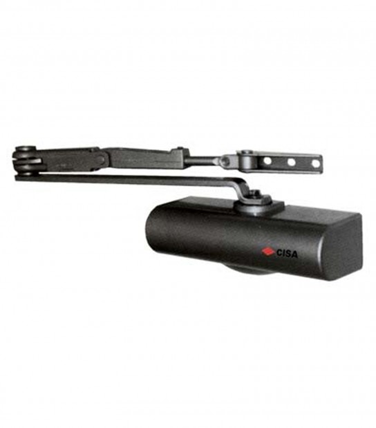 Chiudiporta A Cremagliera C1416 Cisa Vern Nero Forza 2/4 + Fermo