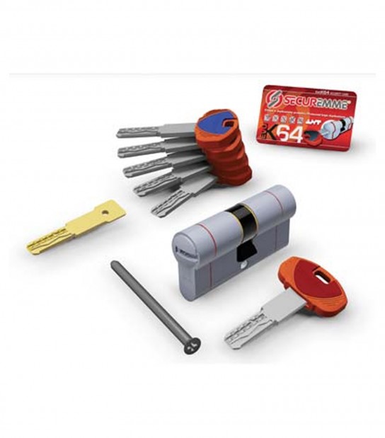 Cilindro Sagomato Evo K64 36-C Hand Securemme Ott.Nich.Satin Chiavi 5 Mm 72 31+41