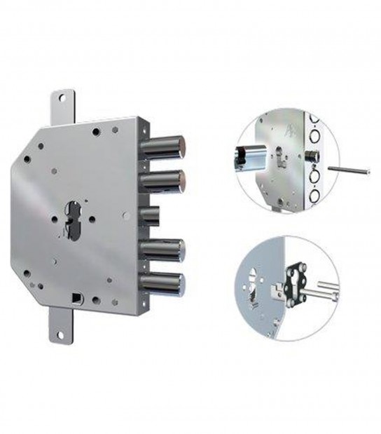 Serratura Metallo Applicare 2155 Pen/Fl Cr F.Sagom M2 Tripl+Scr Ip.Mm 28 E.Mm 60 Sx