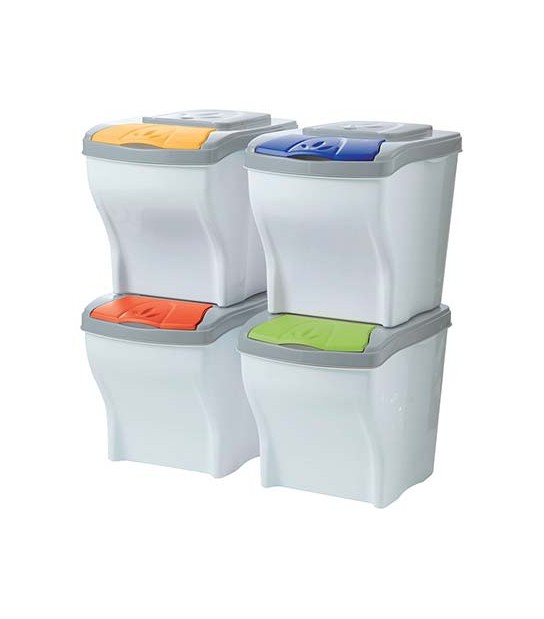 Pattumiera Immondizia Poker Set Bama Colori Mix Lt 20 Cm 40X28 H.Cm 31 Set da Pz 4