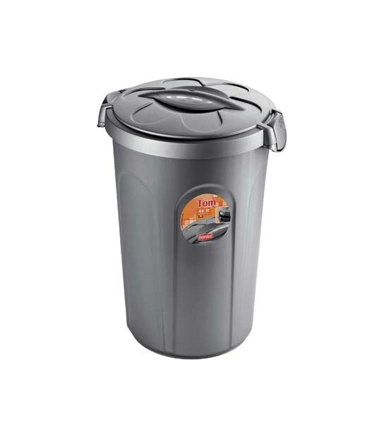 Bidone Immondizia Tom Stefanplast Grigio Lt 46 Cm 45X40 H.Cm 61