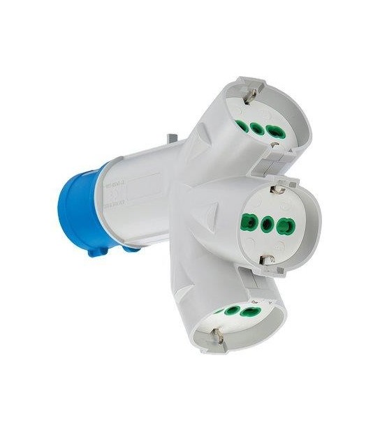 Fanton Adattatore Triplo Spina Blu-16A+3 Schuko Fme 2P+T 16A Ip44