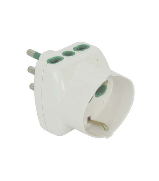 Fanton Adattatore Triplo 16A-16A+Schuko Fme Bianco 2P+T