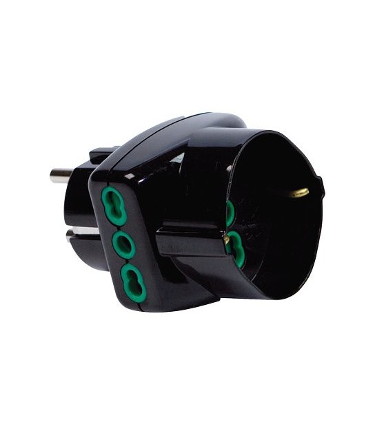 Fanton Adattatore Triplo Schuko-16A+Schuko Fme Nero 2P+T