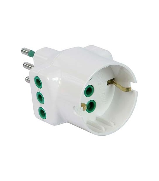 Fanton Adattatore Triplo 10A-10A+Schuko Garanti Bianco 2P+T