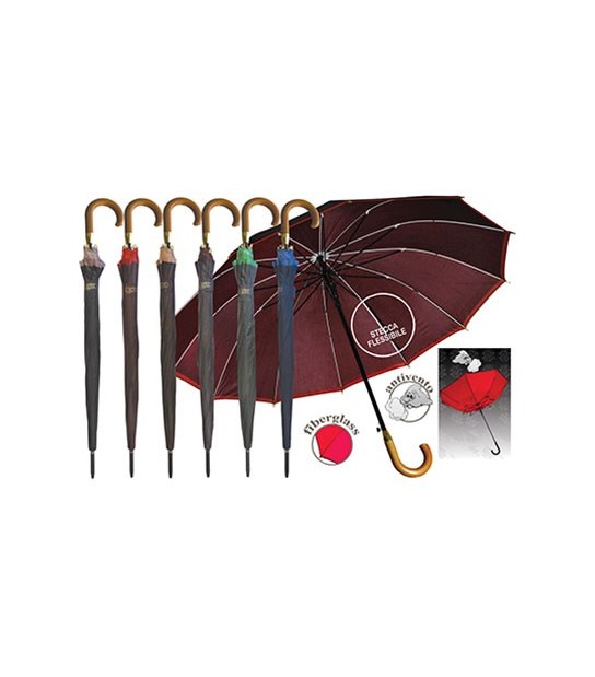 Ombrello Pioggia Extra Pl/Metallo 12 Stecche Fiberglass Automatico Cm 134