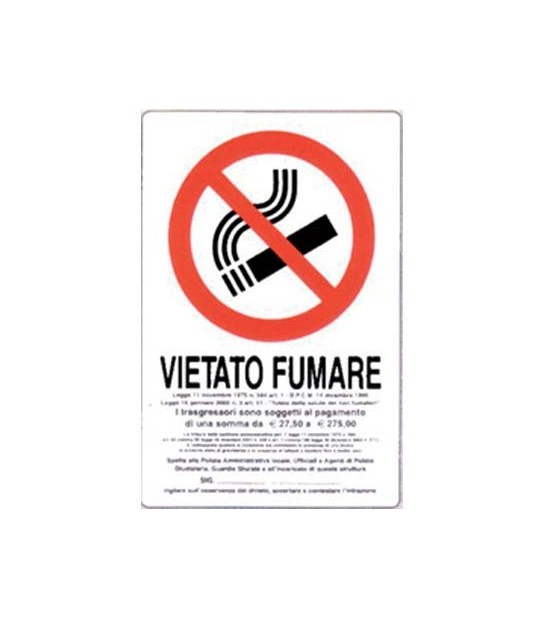 Targa Segnaletica Vietato Fumare Norme Legge Pp Cm 20X30