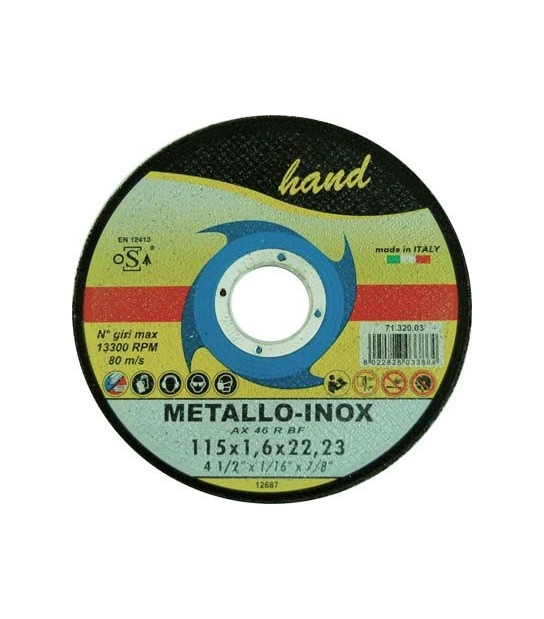 Hand Disco Abrasivo Taglio Ferro Piano Hand Mm 115X22,2 H.Mm 1,6