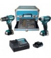Makita Trapano Avvit Batteria Kit Clx228Sax2 Makita Hp333D +Td110D Volt 12X3 Ah 2 +Valigia + Pz 24