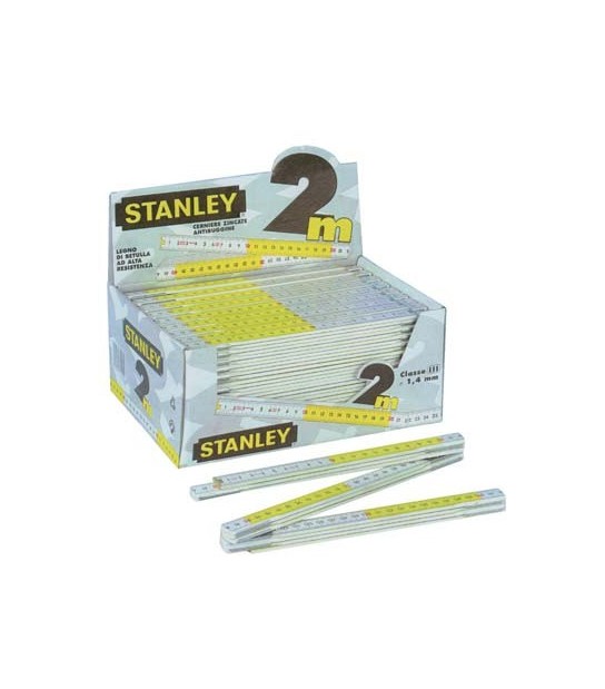Stanley Doppiometro Legno Stanley Bianco/Giallo Decimetri Rossi Mt 2 0-35-458
