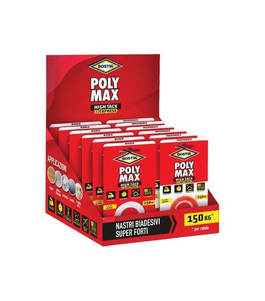Bostik Bostik Polymax High Tack Nastro Biadesivo Expo Cf: Pz 6 Bianco + Pz 6 Trasparente