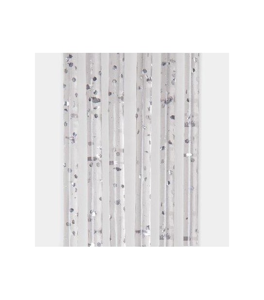 Tendina Pronta Luxor 144 Fili Pvc Liscio Argento Glitterato Cm 120 H.Cm 240