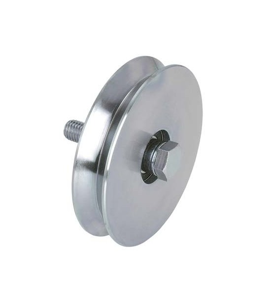 Combi Ruota Cancello A Fissare Gola V 402 Combi Zincata + Cuscinetto Mm 120