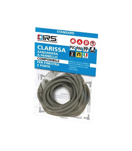 Irs Tondino Fissa Zanzariera Clarissa Irs Gomma Grigia Mt 5